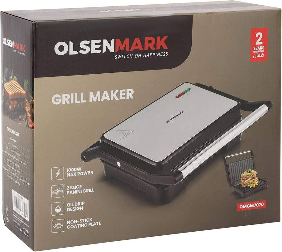 Olsenmark 2-Slice Grill Maker – Non-Stick Plates