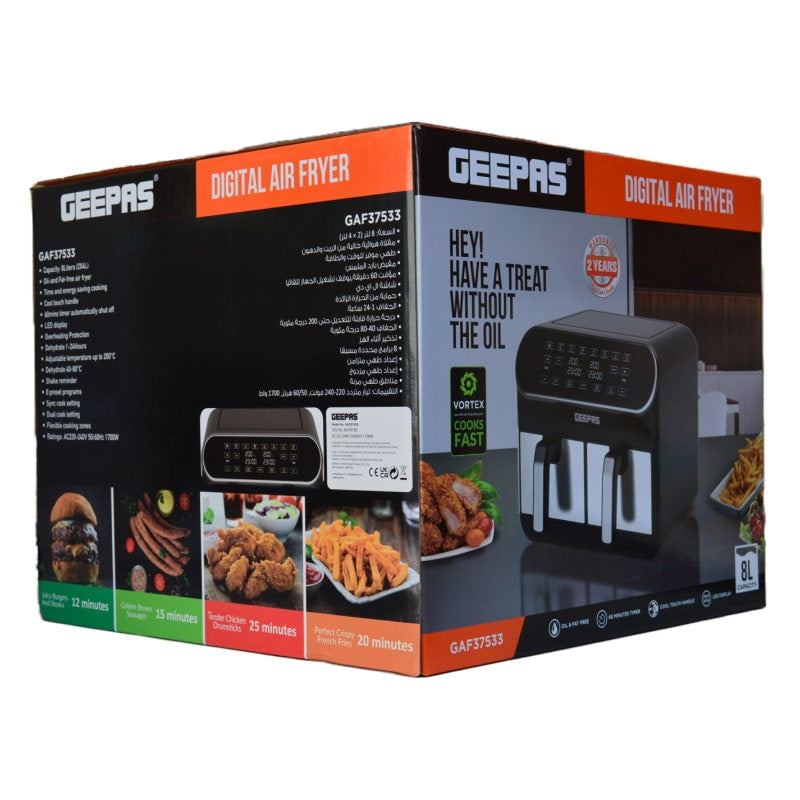 Geepas Digital Dual Air Fryer 9L